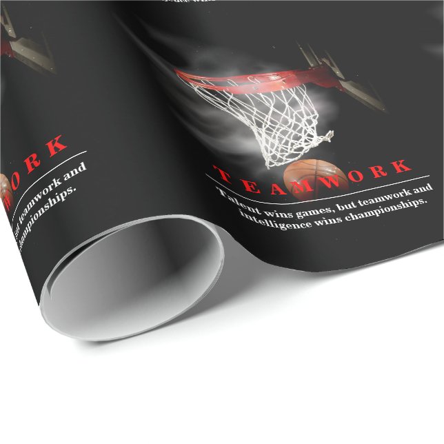Papel De Regalo Teamwork Basketball Motivational Inspirational (Esquina del rollo)