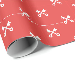 Papel De Regalo Teclas blancas recortadas sobre fondo rojo