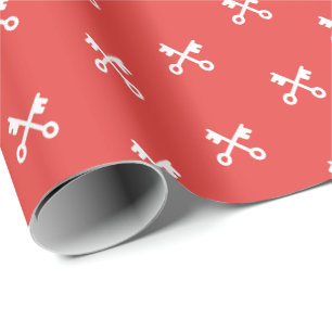 Papel De Regalo Teclas blancas recortadas sobre fondo rojo
