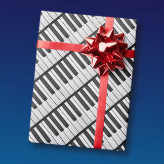 Papel De Regalo Teclas de piano en blanco y negro
