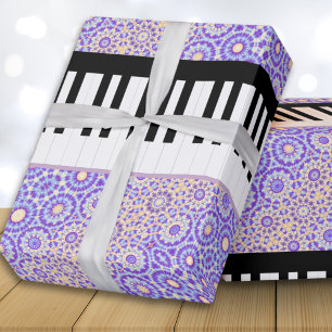 Papel De Regalo Teclas de Piano Patrón Lila Bonito