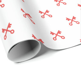 Papel De Regalo Teclas rojas recortadas en fondo blanco