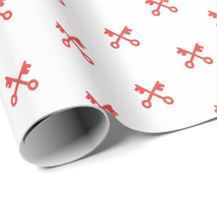 Papel De Regalo Teclas rojas recortadas en fondo blanco