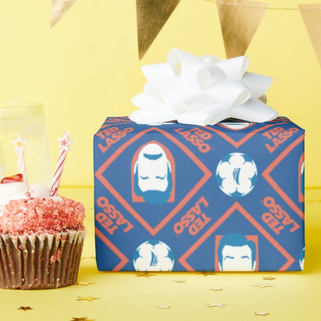 Papel De Regalo Ted Lasso | Face and Ball Diamond Pattern (Fiesta de cumpleaños )