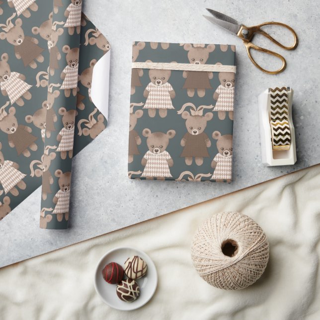 Papel De Regalo Teddy Bear Baby Girl Baby Shower (Artesanía)