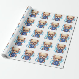 Papel De Regalo Teddy Bear Blue Baby Shower