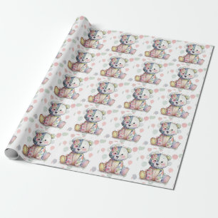 Papel De Regalo Teddy Bear Floral Patchwork Chica Baby Shower