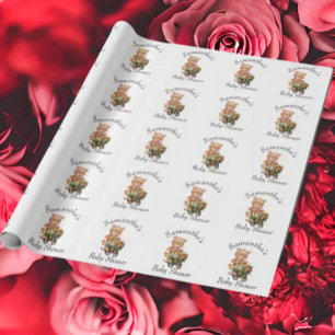 Papel De Regalo Teddy Boy Foral Baby Shower Rustic