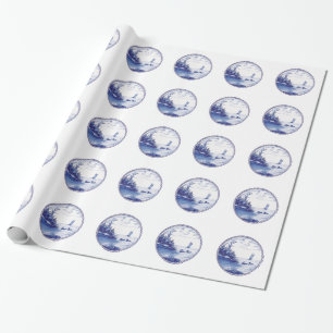 Papel De Regalo Teja azul tradicional holandesa