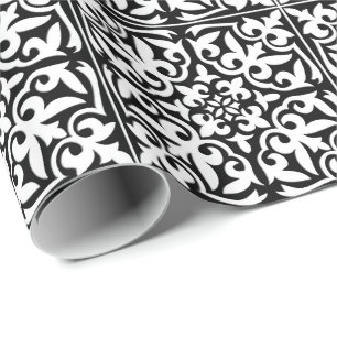 Papel De Regalo Teja marroquí - negro con el fondo blanco