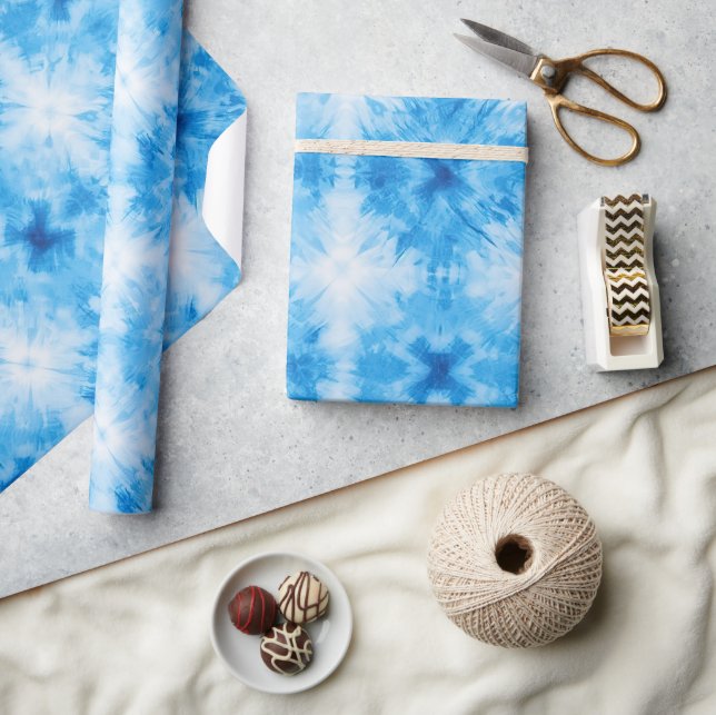Papel De Regalo Tejido azul blanco (Artesanía)