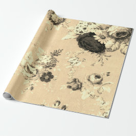 Papel De Regalo Tejido de tela floral amarillo dorado vintage N.º 