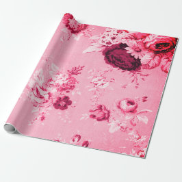 Papel De Regalo Tejido de tela floral rosada de fresa N.º 5