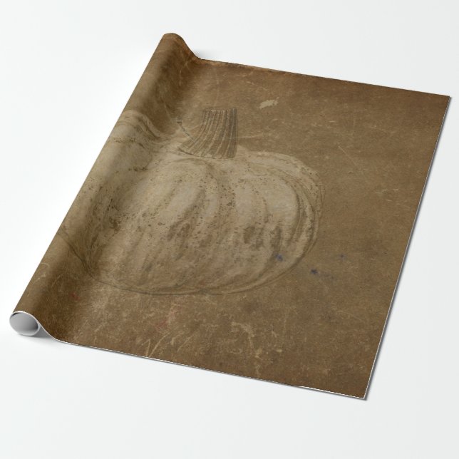 Papel De Regalo Tejido de ungüento de calabaza blanca Sepia otoño  (Desenrollado)