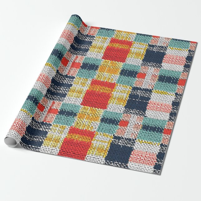 Papel De Regalo Tejido vibrante - Patrón retro Boho controlado (Desenrollado)