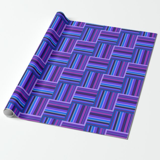 Papel De Regalo Tejidos de rayas azules y violetas (Desenrollado)