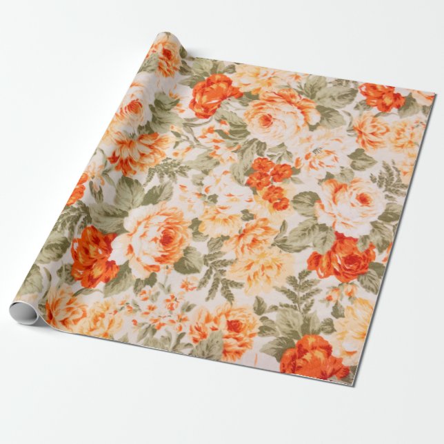 Papel De Regalo Tejidos florales de época (Desenrollado)