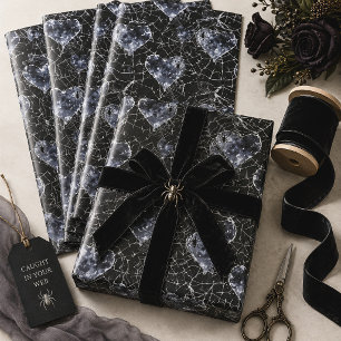 Papel De Regalo Tela de Araña de Corazón Gótico