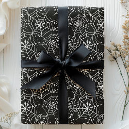 Papel De Regalo Tela de Araña Negra y Blanca de Halloween