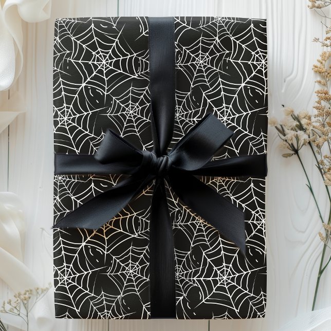 Papel De Regalo Tela de Araña Negra y Blanca de Halloween (Subido por el creador)
