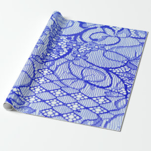 Papel De Regalo Tela de encaje en azul. Parche de encaje Royal Blu