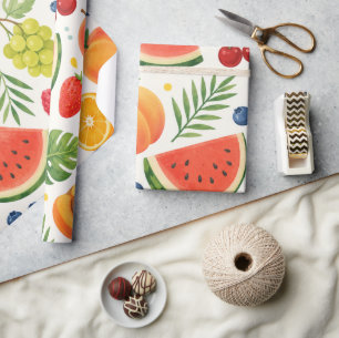 Papel De Regalo Tela de patrón de frutas de verano Sandía tropic