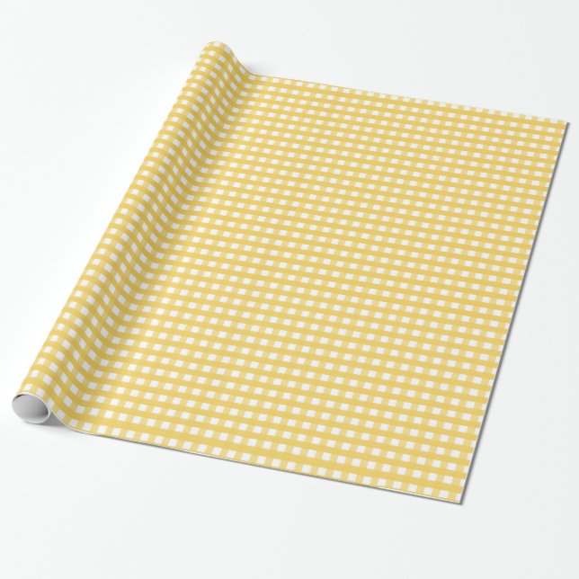 Papel De Regalo Tela escocesa amarilla (Desenrollado)