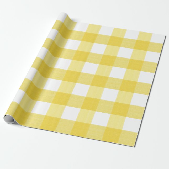 Papel De Regalo Tela escocesa amarilla del búfalo (Desenrollado)