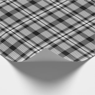 Papel De Regalo Tela escocesa blanca y gris negra