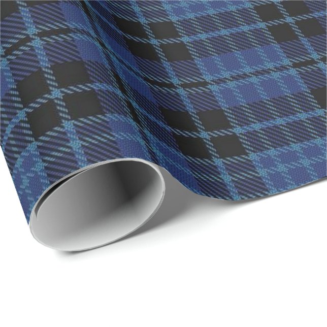 Papel De Regalo Tela escocesa de tartán blanca escocesa del negro (Esquina del rollo)
