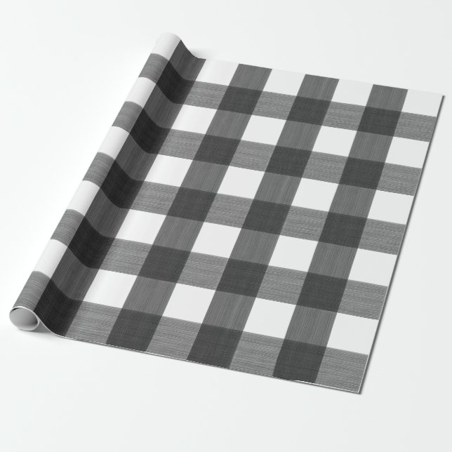 Papel De Regalo Tela escocesa del búfalo negro (Desenrollado)