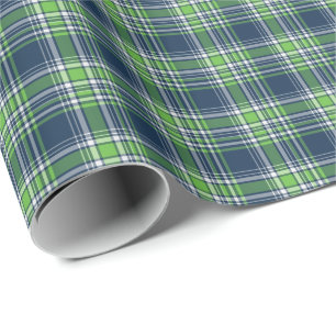 Papel De Regalo Tela escocesa deportiva azul y verde clara