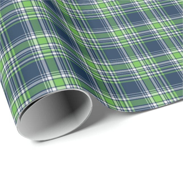 Papel De Regalo Tela escocesa deportiva azul y verde clara (Esquina del rollo)