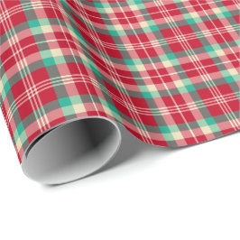 Papel De Regalo Tela escocesa roja brillante del navidad del