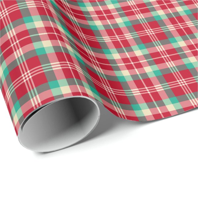 Papel De Regalo Tela escocesa roja brillante del navidad del (Esquina del rollo)