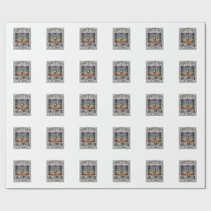 Papel De Regalo Telaraña de arcoíris de grabado retro espeluznante