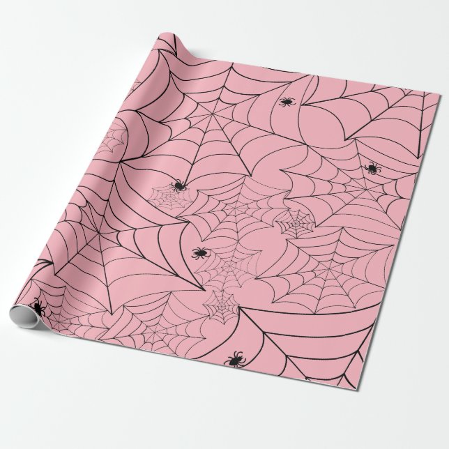 Papel De Regalo telaraña de halloween telaraña rosa pastel (Desenrollado)