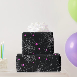 Papel De Regalo Telarañas y puntos modernos Halloween negro