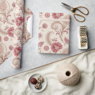 Papel De Regalo Telas florales de toile francés con rosas polvorie