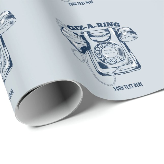 Papel De Regalo Teléfono telefónico de Rotary Azul (Esquina del rollo)