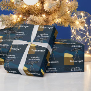 Papel De Regalo Telescopio Nocturno Cielo Astronomía Stargazer Cum