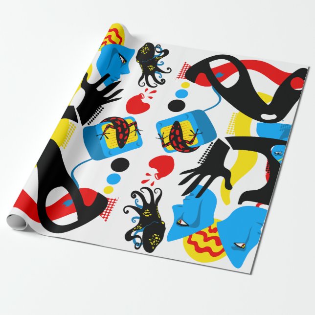 Papel De Regalo Televisión azul (Desenrollado)