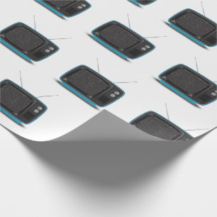 Papel De Regalo Televisión Turquesa Retro