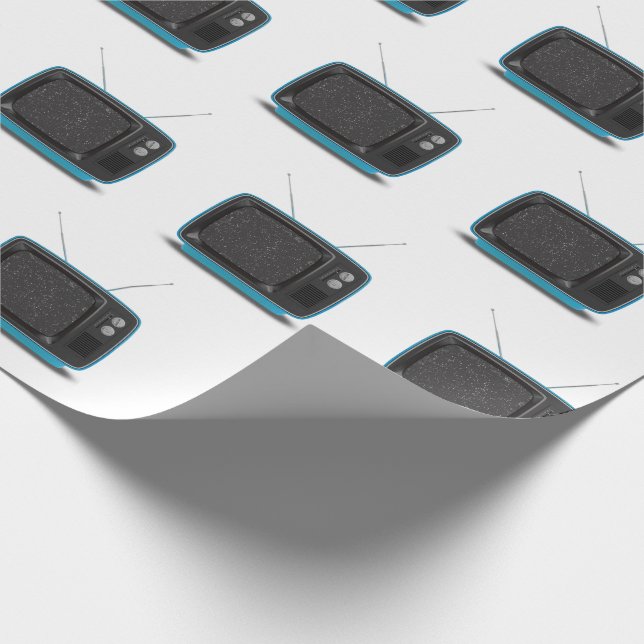 Papel De Regalo Televisión Turquesa Retro (Esquina)