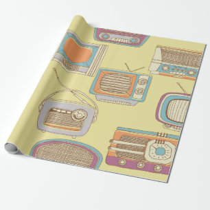 Papel De Regalo televisión y radio retro. patrón transparente