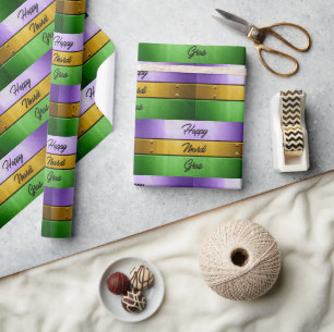 Papel De Regalo Tema audaz de Mardi Gras de SlipperyJoe's púrpura 