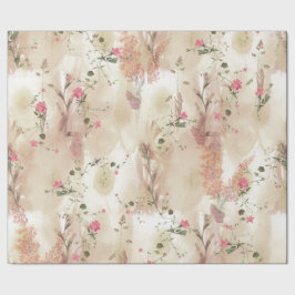 Papel De Regalo Tema botánico elegante de tono neutro de otoño
