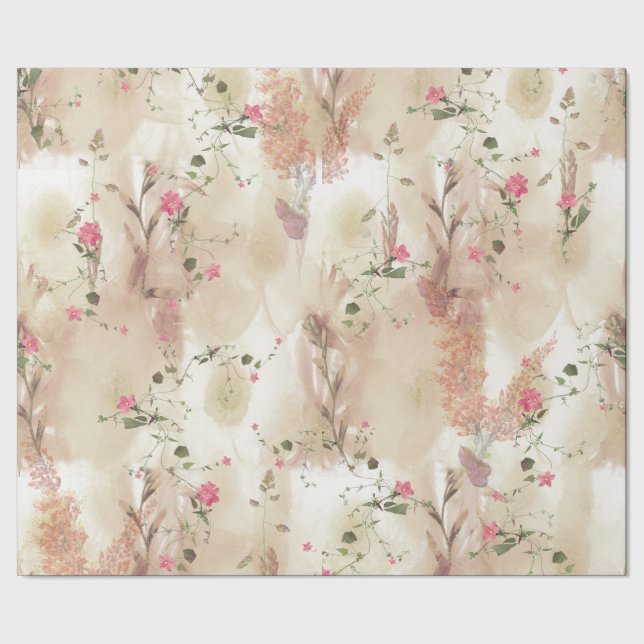 Papel De Regalo Tema botánico elegante de tono neutro de otoño (Costura)