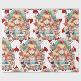 Papel De Regalo Tema de Alicia y Corazones