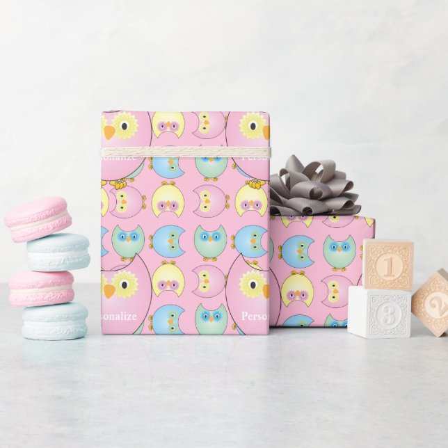Papel De Regalo Tema de Baby Shower Pastel Pink Owl (Baby Shower)